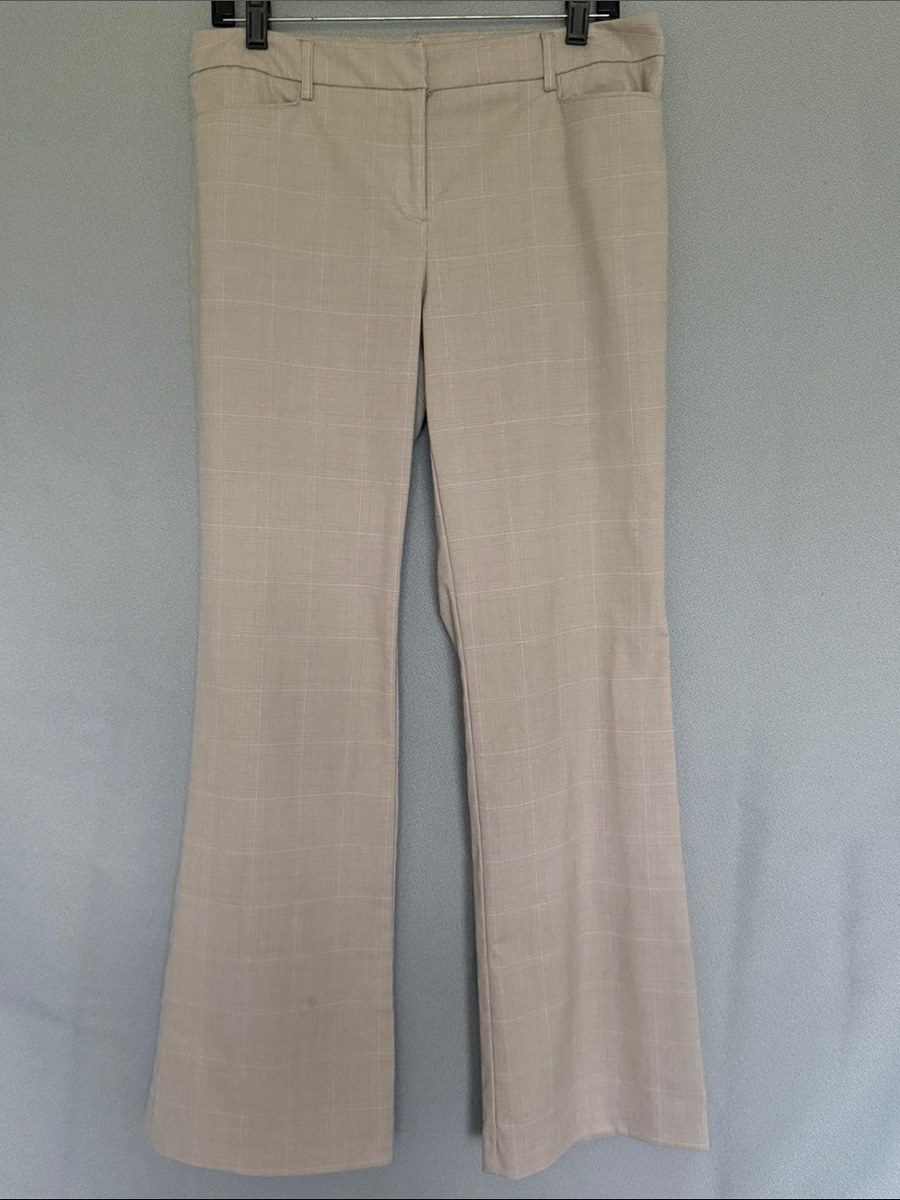 New York & Company Beige Plaid Boot Cut Dress Pants. - size 10